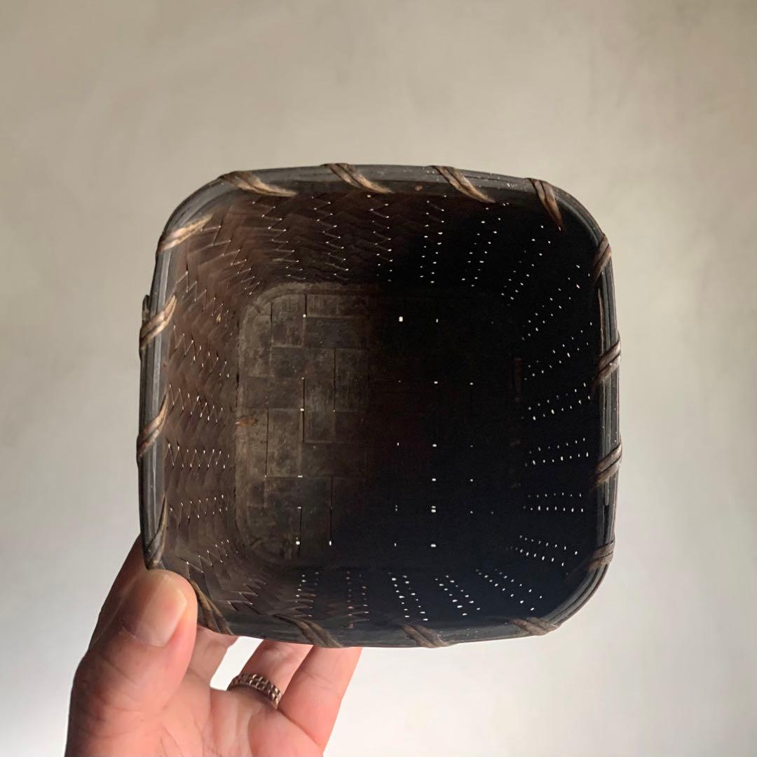 古い 竹編みの 籠 古道具 アンティーク 日本の古道具