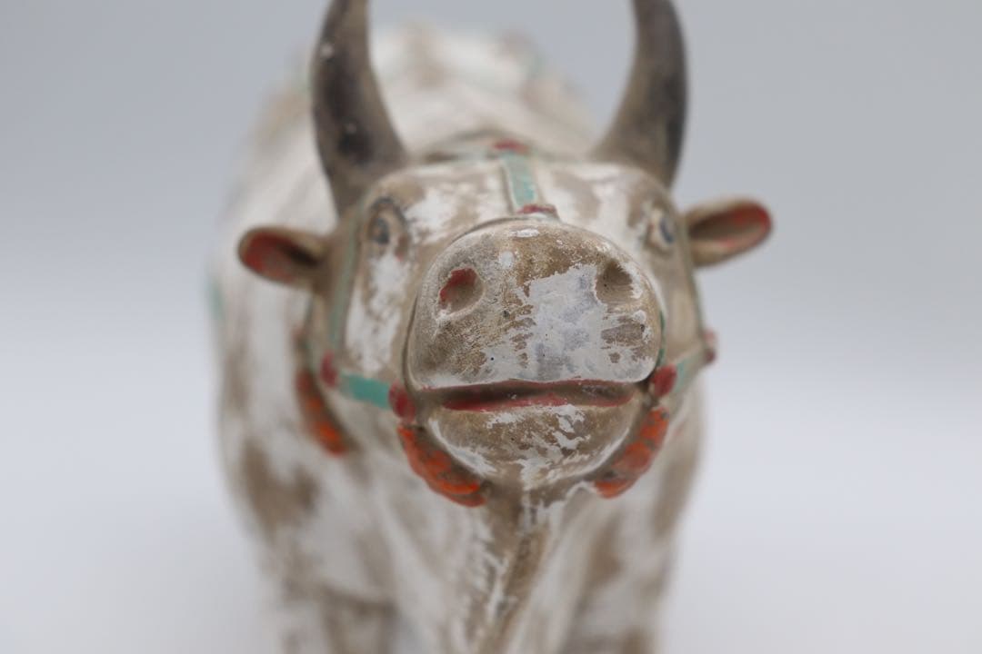 中国　漢時代　加彩陶器　牛　送料込み1218