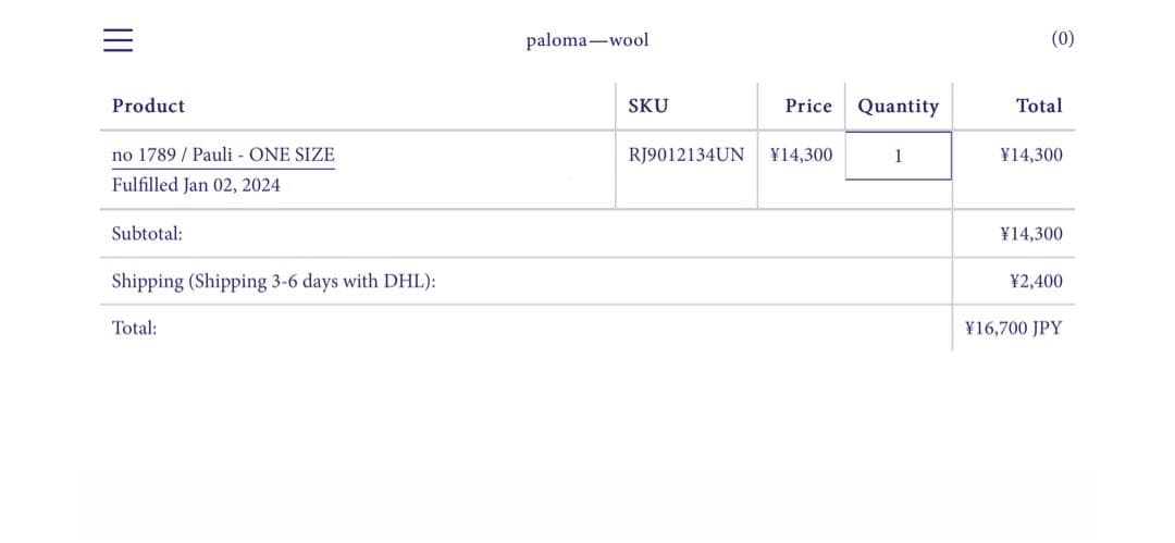 帽子 paloma wool no1789 / Pauli