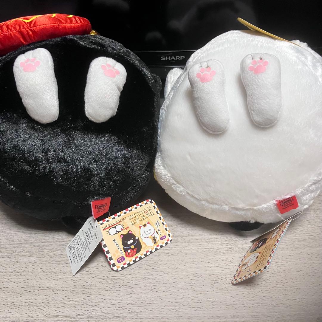 ひげまんじゅう　招き猫　BIGぬいぐるみ 黒豆　みーさま　まねお　まねこ　セット