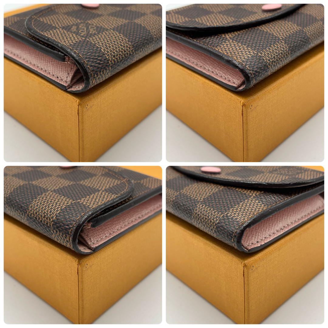 ルイヴィトン　ポルトモネロザリ　ダミエ　ローズバレリーヌ　折り財布