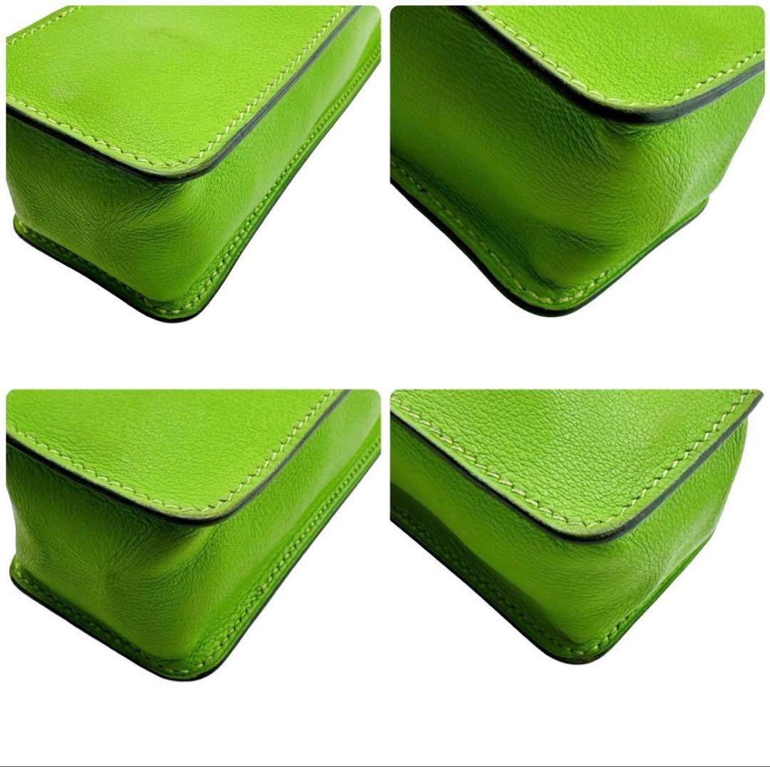 エルメス ペンケース マルチケース ポーチ 小物入れ □C刻印 レザー グリーン