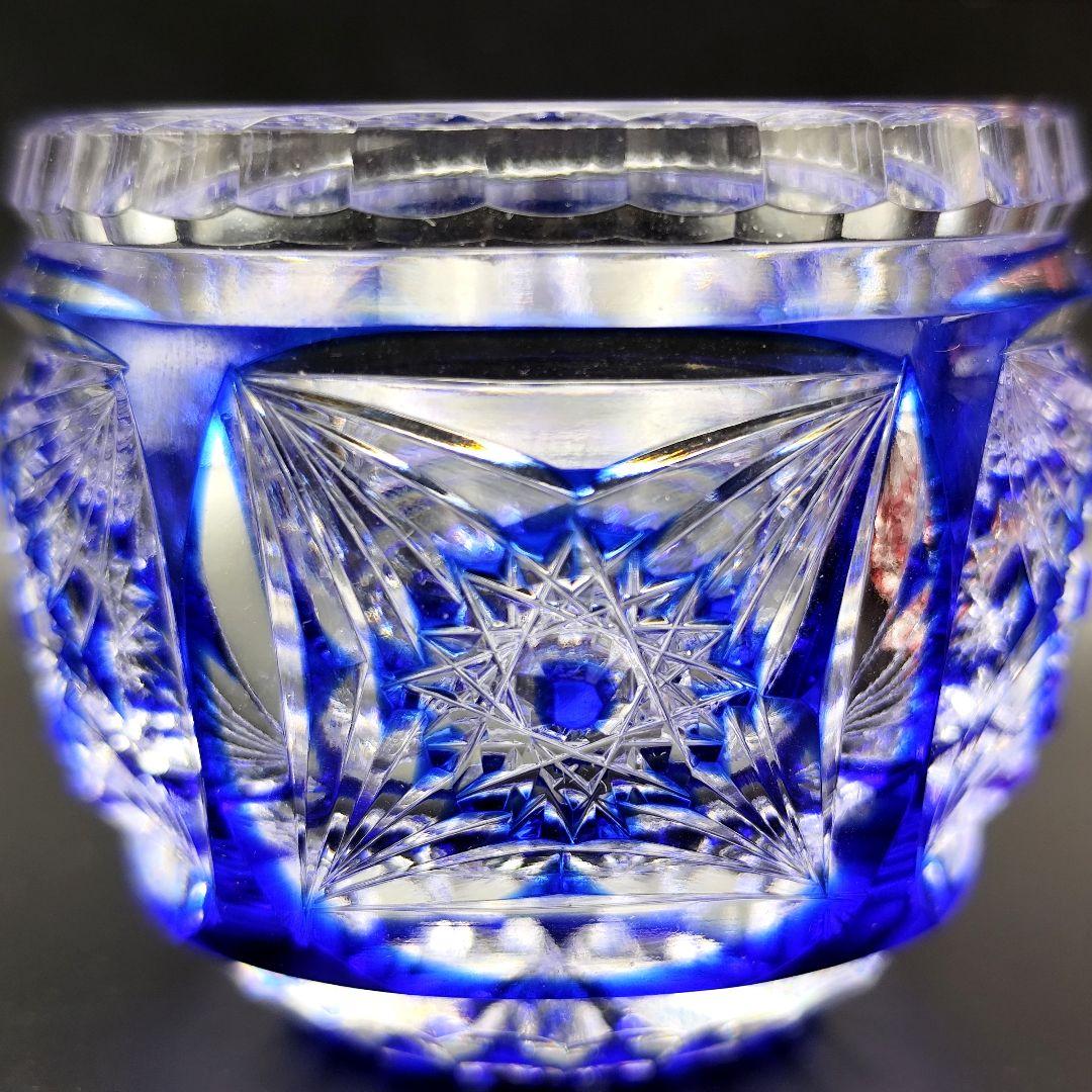 超希少品☆江戸切子 木村泰典 猪口 瑠璃（切子 江戸切子 薩摩切子）