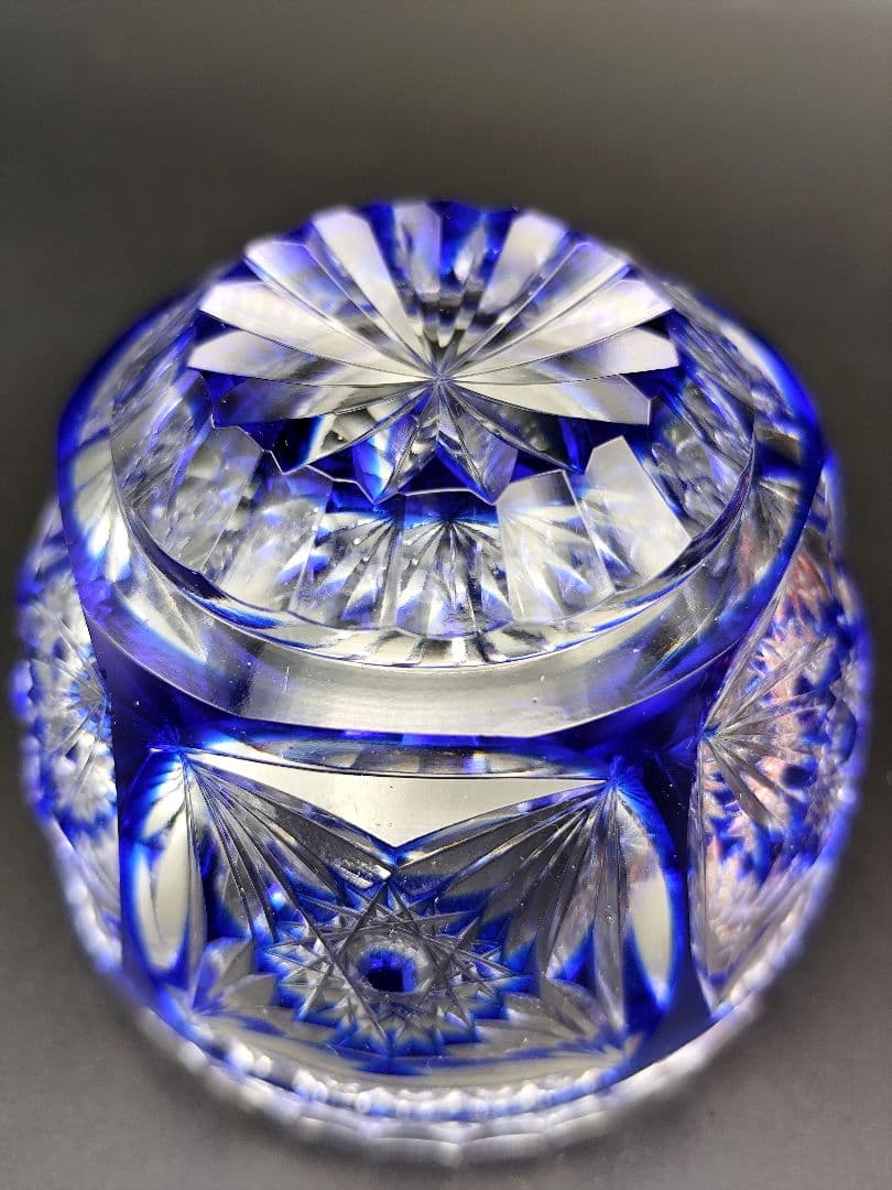 超希少品☆江戸切子 木村泰典 猪口 瑠璃（切子 江戸切子 薩摩切子）