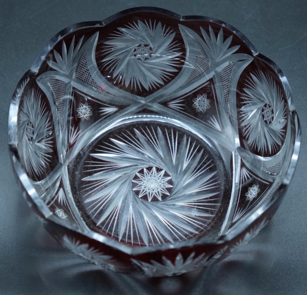 ガラス　鉢　江戸切子　伝統工芸　時代物　送料無料