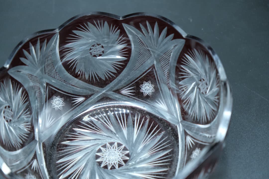 ガラス　鉢　江戸切子　伝統工芸　時代物　送料無料