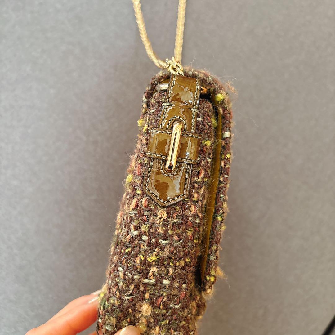 COACH　コーチ　ツイード チェーン 　パンコール　ショルダーバッグ　緑