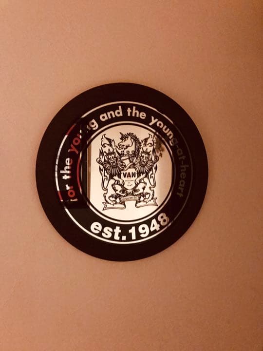 値引VAN昭和レトロ向獅子デザインのパブミラー35cmくらい