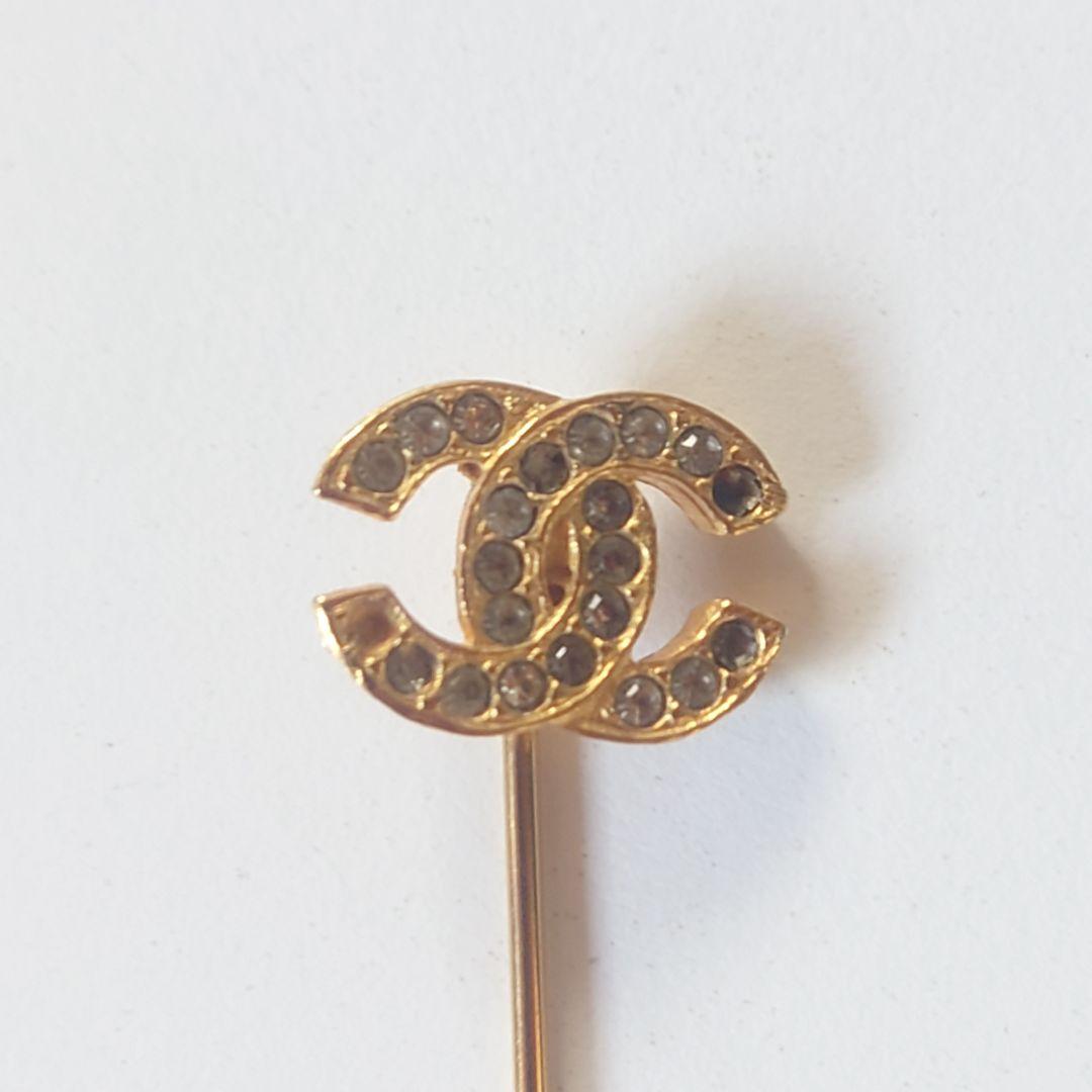 美品 シャネル ピンブローチ ココマーク ラインストーン ヴィンテージ 181