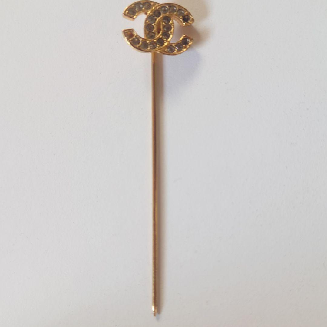 美品 シャネル ピンブローチ ココマーク ラインストーン ヴィンテージ 181