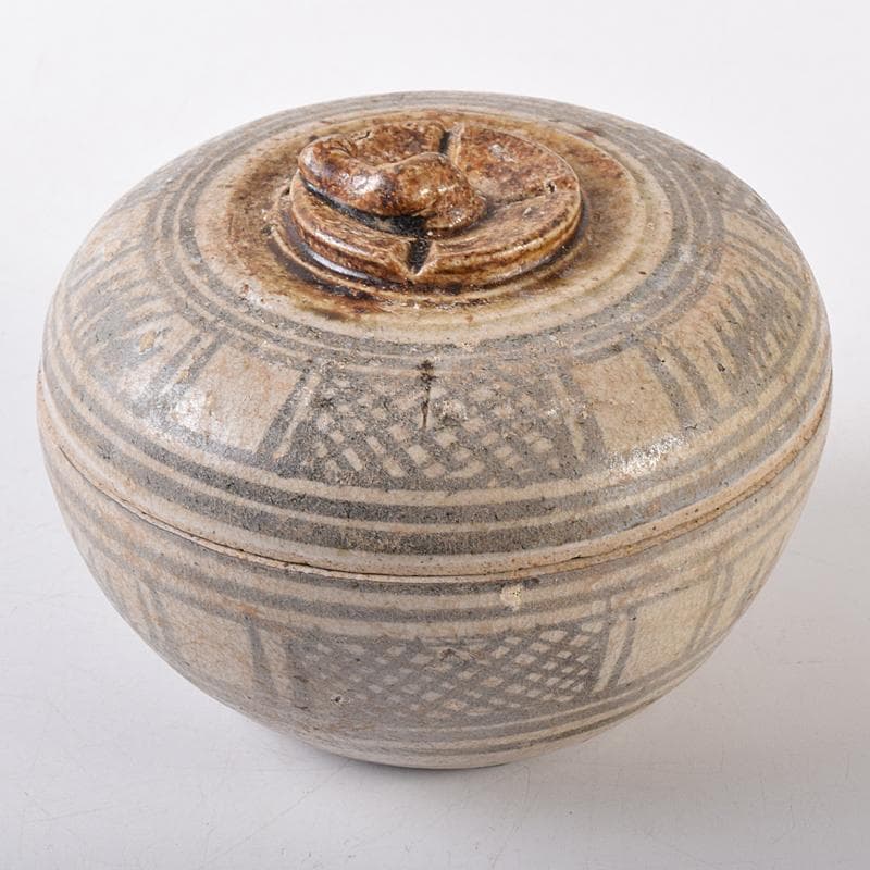 タイ古陶磁　スンコロク　宋胡録　合子　蓋物　時代箱付　V　R8164