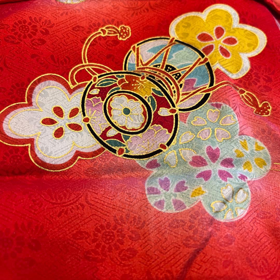 ラ*ン様 七五三 三歳 着物 被布 小物一式 フルセット 正絹 梅 鼓 肌襦袢付