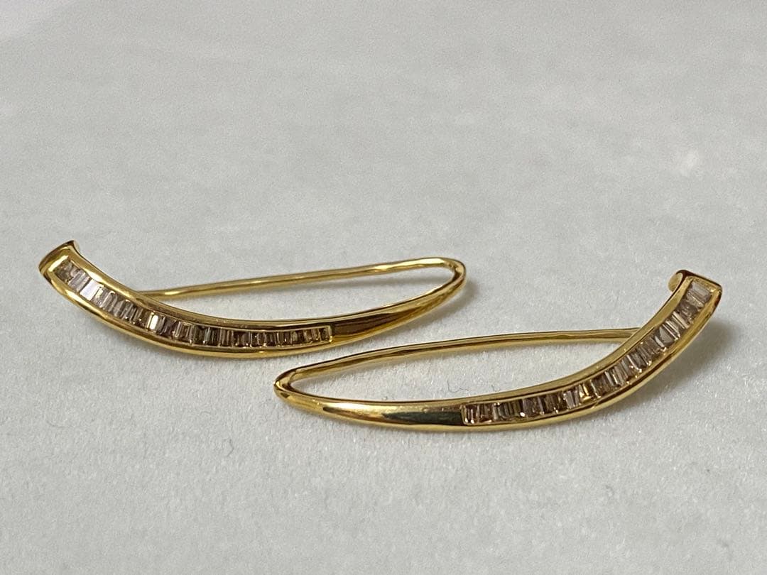 K18YG ブラウンダイヤモンド ピアス テーパー　0.30ct