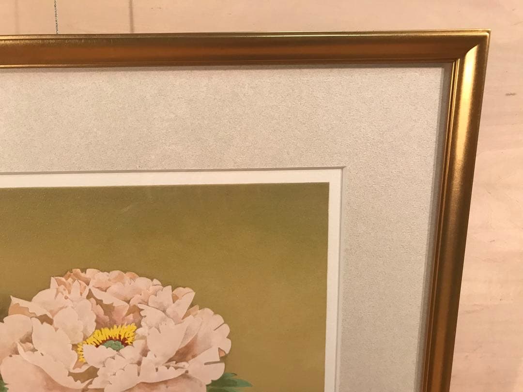 堀文子　「牡丹」　リトグラフ　直筆サイン・エディション・作品証明シール有り