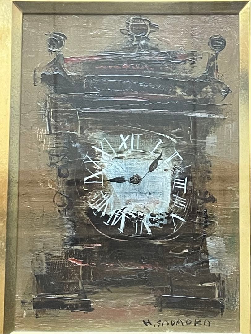 定岡宏　時計（サムホールＳＭ）油彩