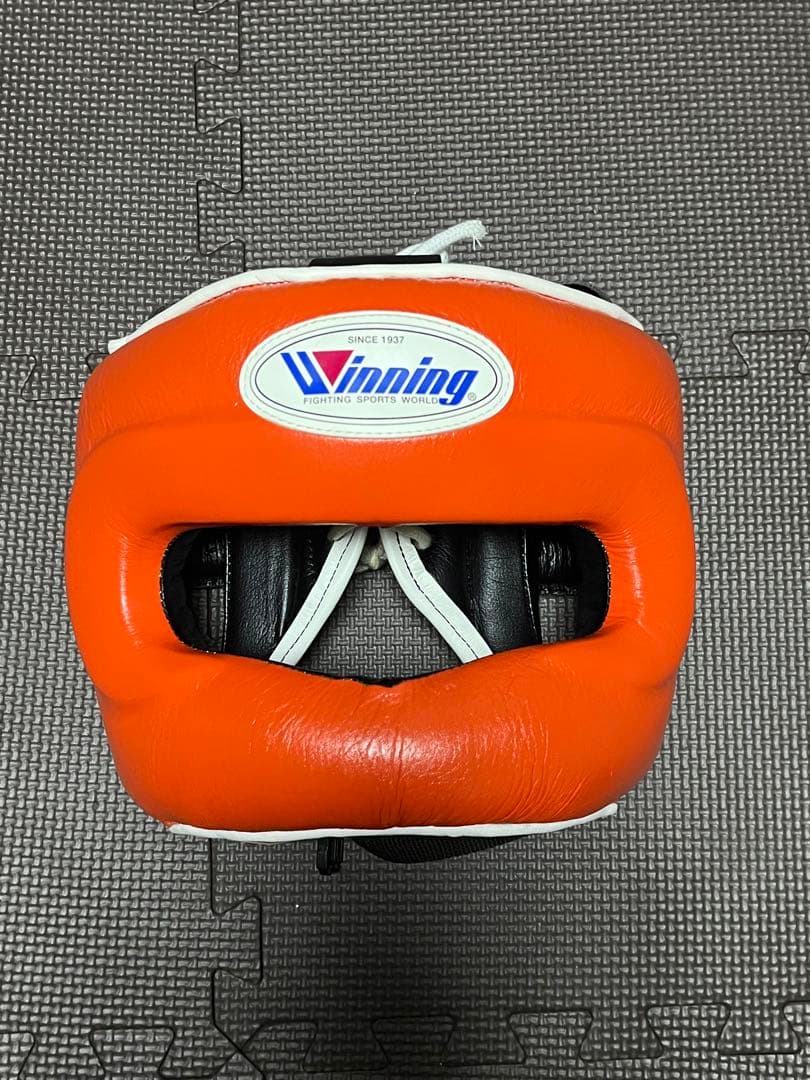 【希少】Winning ヘッドギア オレンジ×黒　フルフェイスMサイズ
