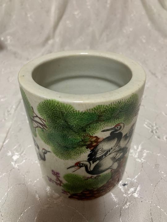 大清光緒年製　絵鉢　深め　丸　盆栽鉢