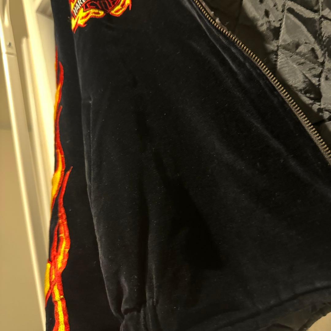 〈レア〉Harley-Davidson フレイム刺繍ベロアジャケット