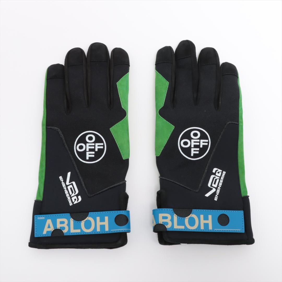 【極・レア品】オフホワイト メンズ 手袋 ブラック×グリーン Gloves