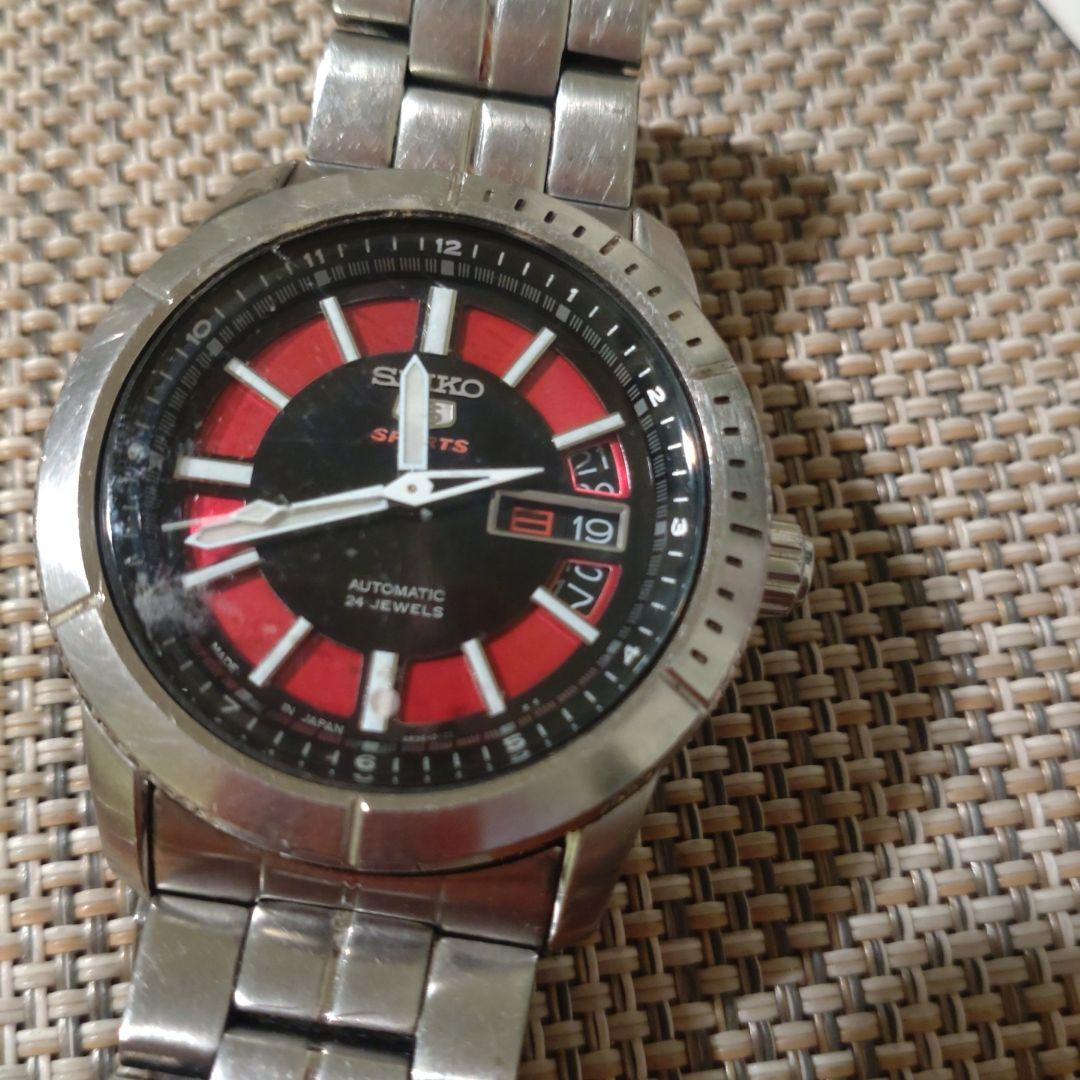 セイコー 自動巻き 腕時計 黒赤