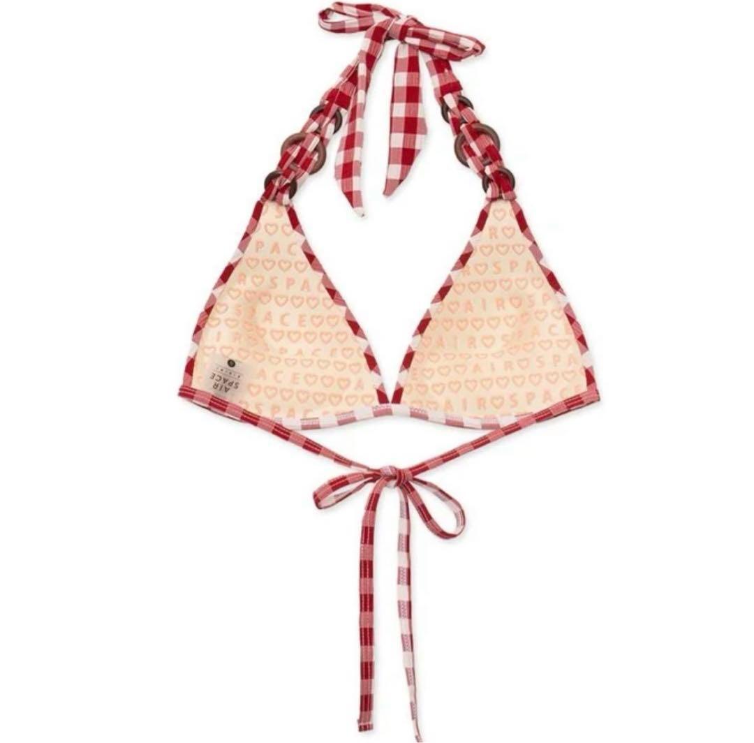 AIR SPACE カラフルチェックリングビキニ 赤 Lサイズ 上下セット