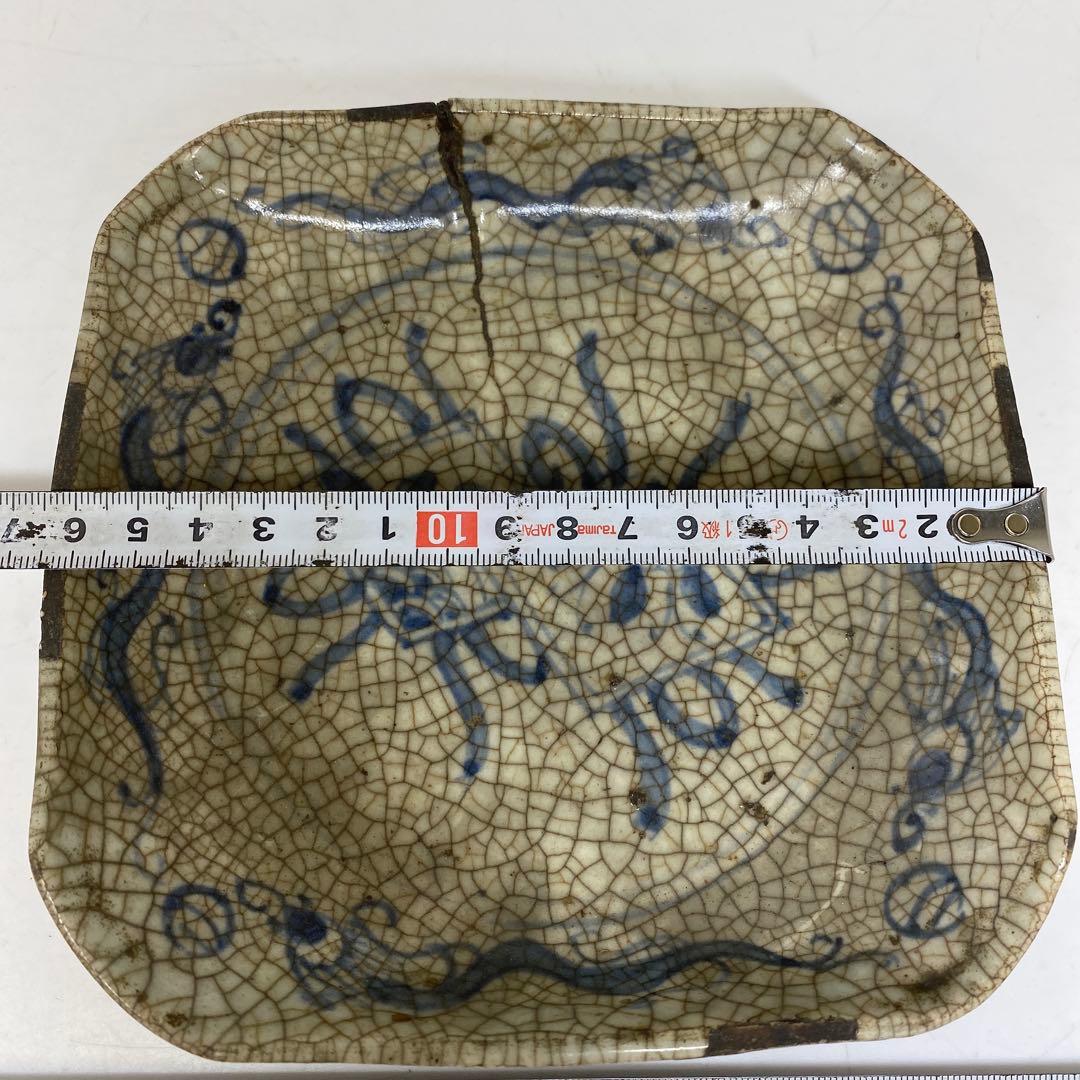 中国明時代　呉須古染付　四方鉢　東さ7-0330①