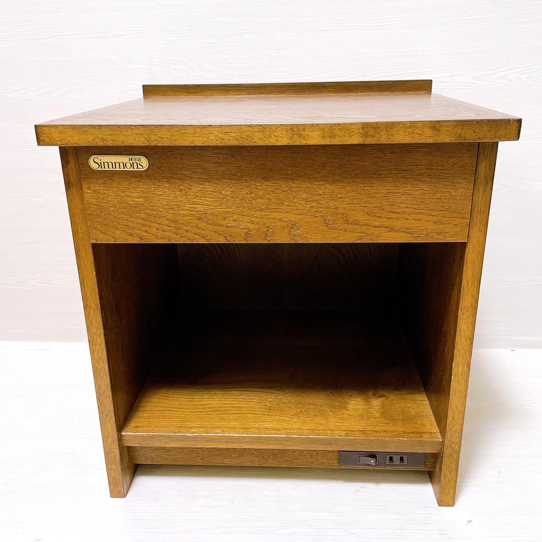 足元ライト付 Simmons シモンズ ナイトテーブル ベッドサイドテーブル