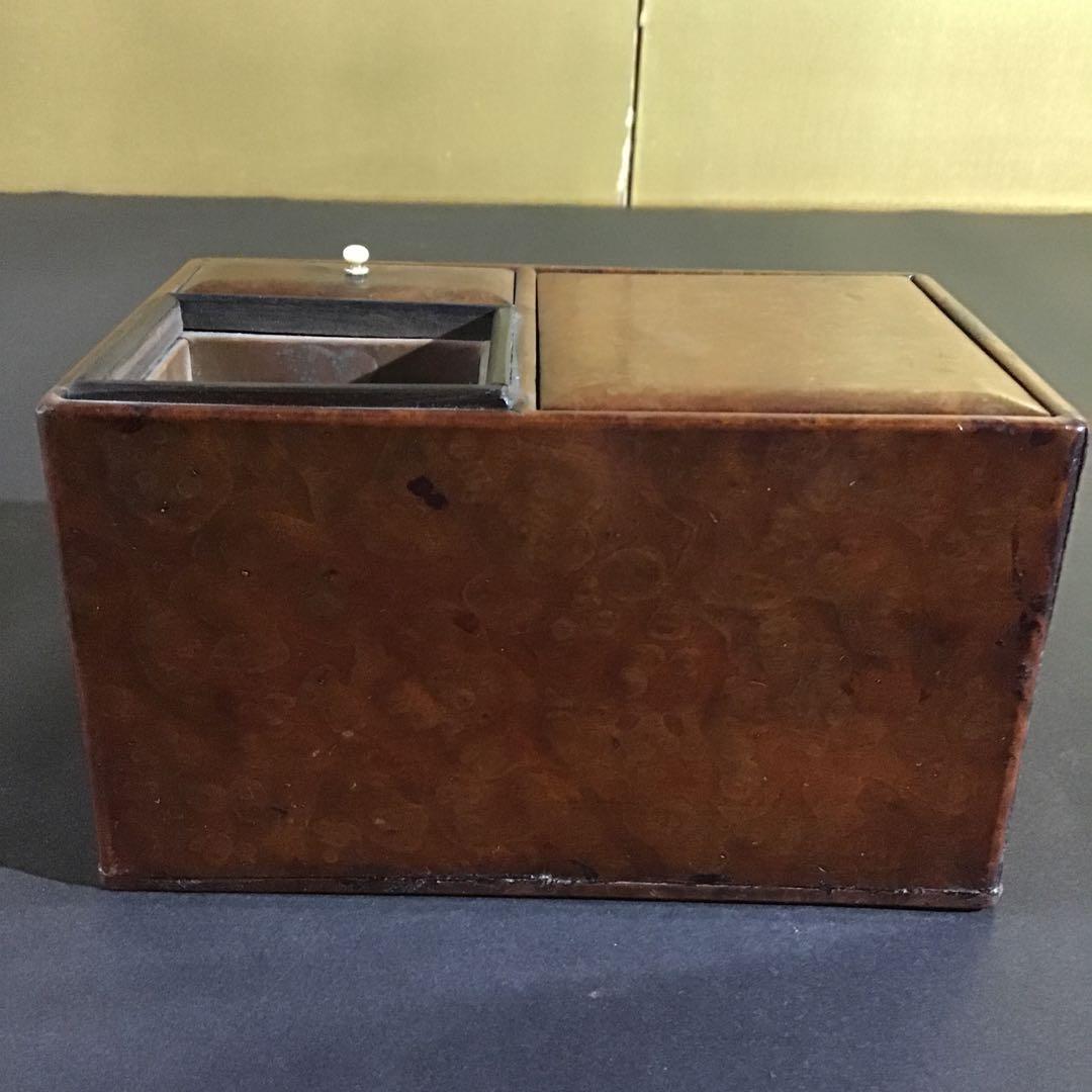 時代玉杢小箱　摘みは真珠　指物師の傑作品