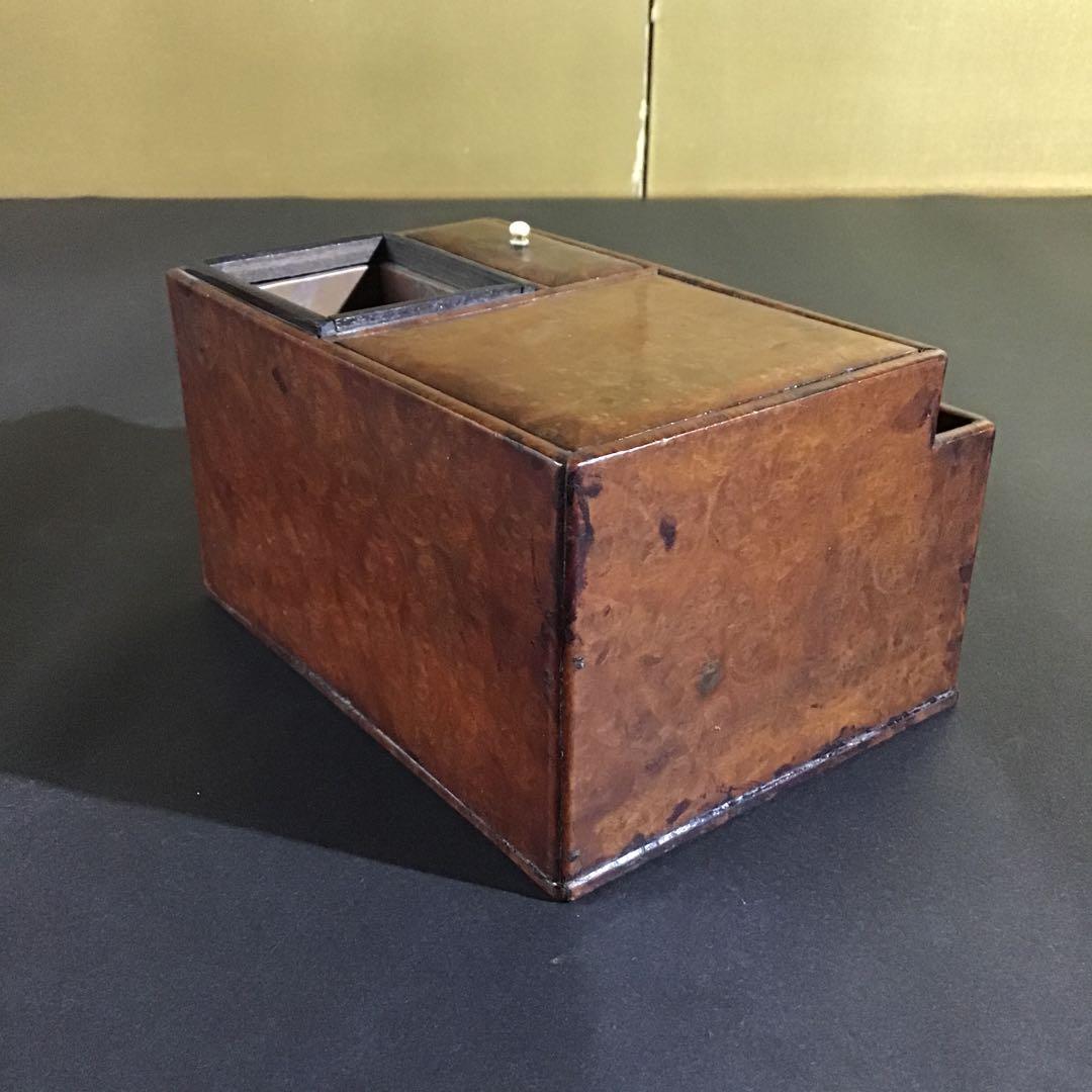 時代玉杢小箱　摘みは真珠　指物師の傑作品