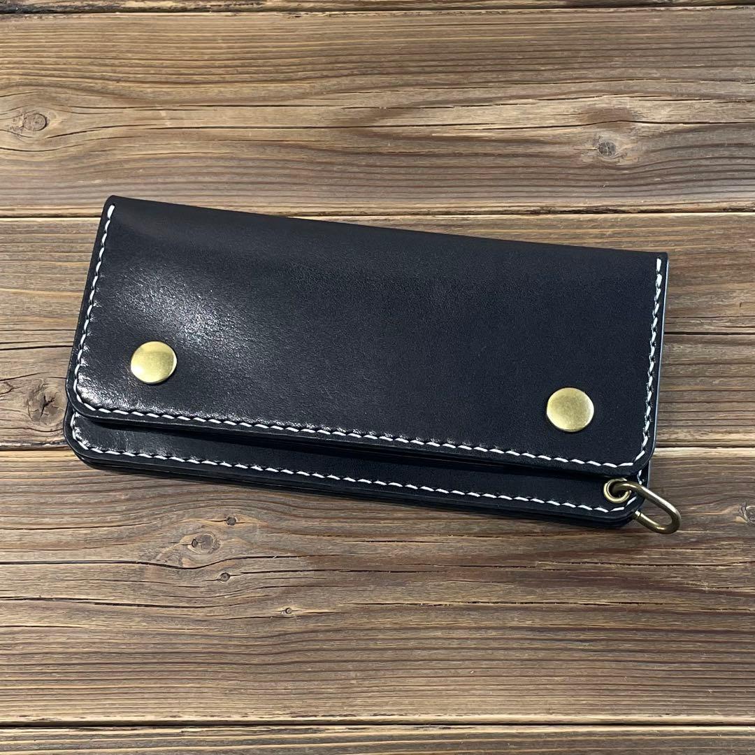 栃木レザー　トラッカーウォレット　長財布　手縫い