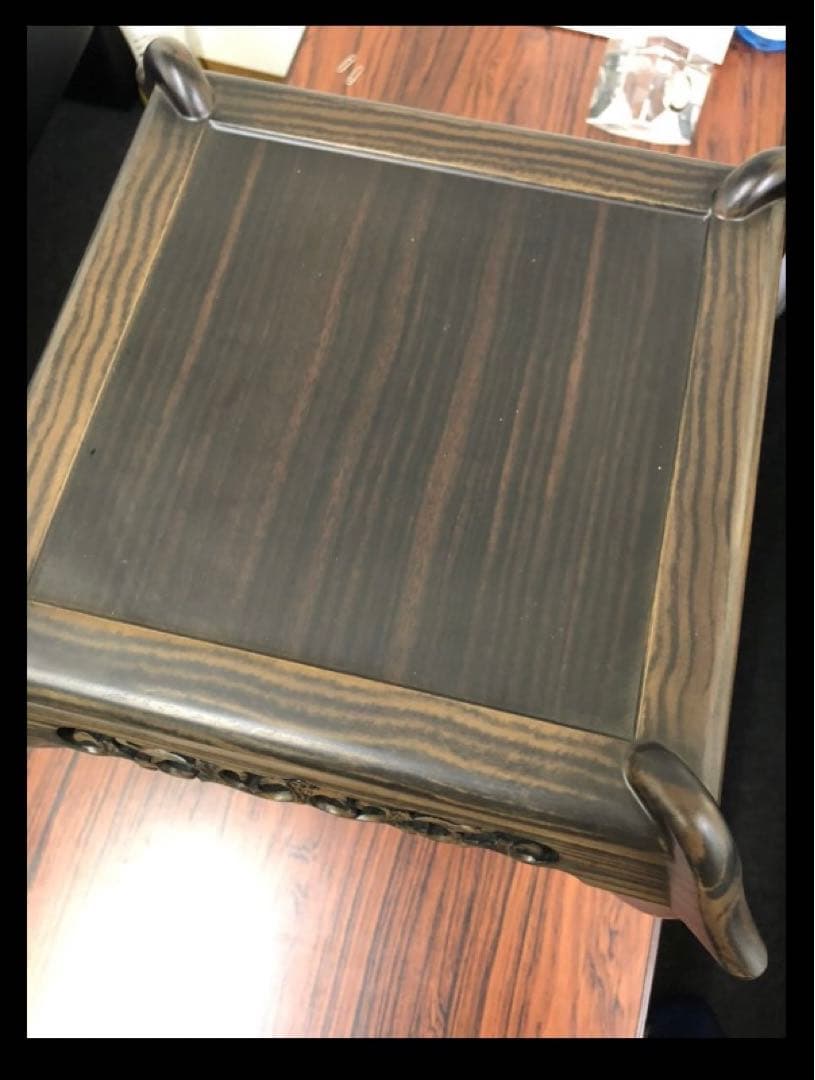 未使用！中卓　花台　香炉台　中国美術 唐木　アンティーク　レトロ　黒丹