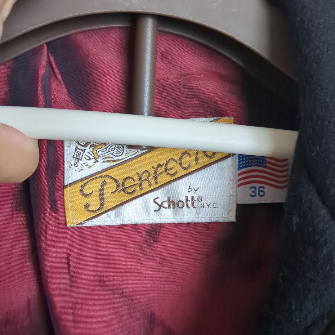 SCHOTT　襟付きウールライダース