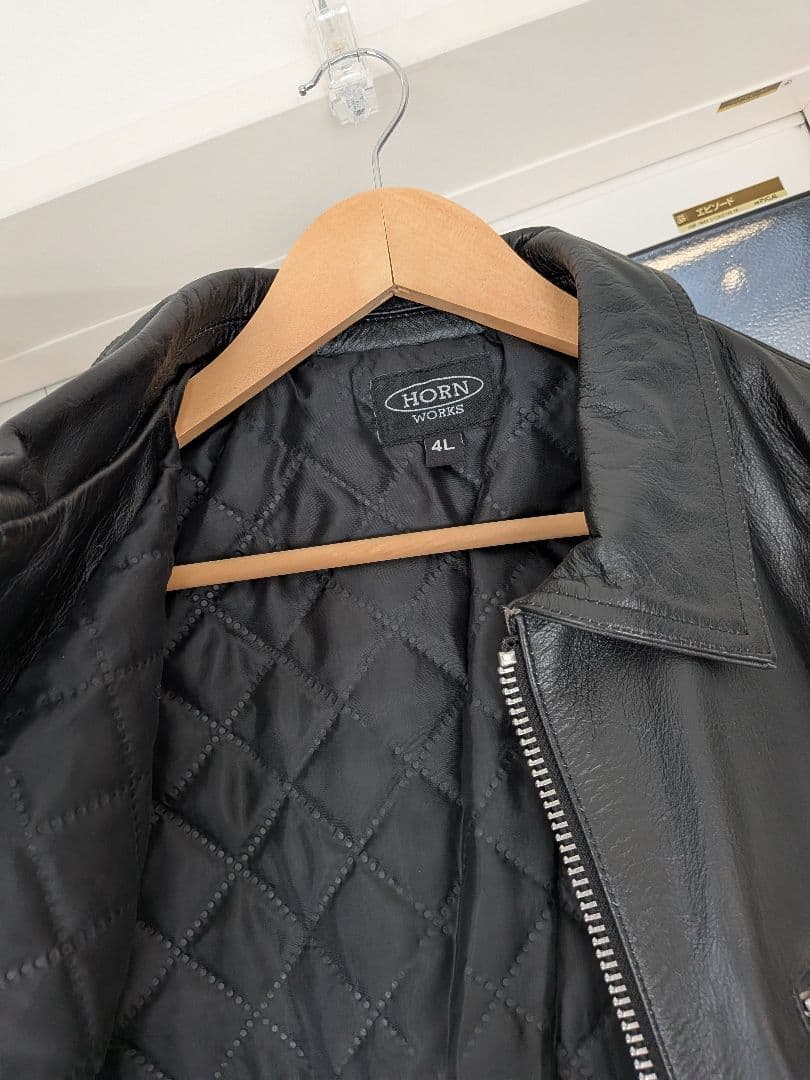 HORN WORKS 本革 UK襟付きシングルライダースジャケット