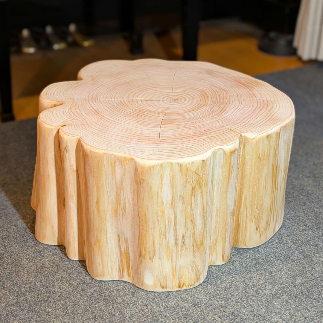 檜　切り株　丸太　椅子　スツール テーブル　高さ約21㎝