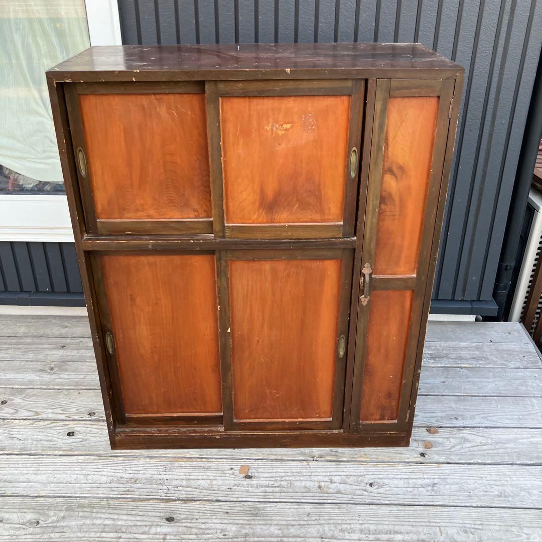 昭和レトロ 古家具 木製収納棚 下駄箱 シューズラック サイドボード 古道具箪笥