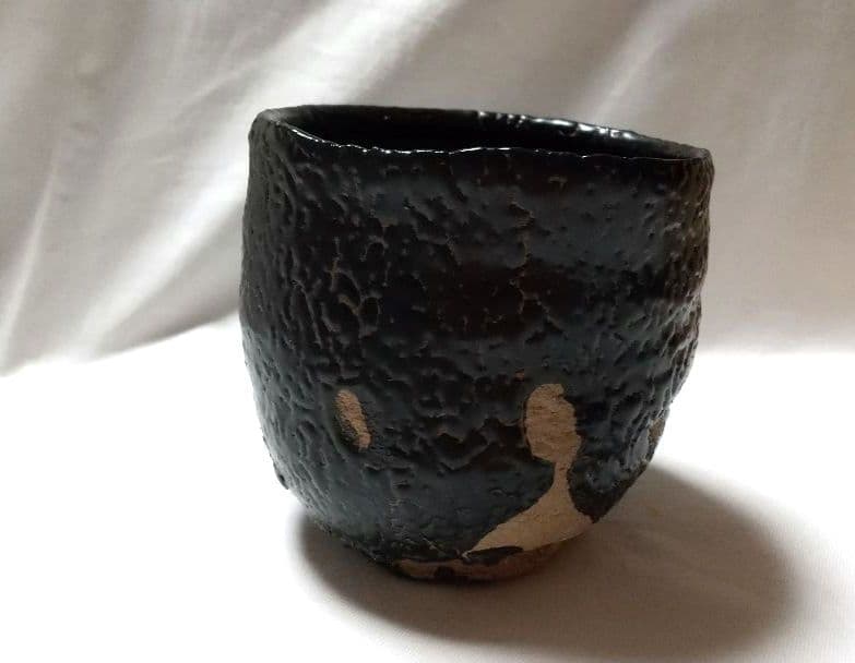 安食ひろ 引出黒 茶碗 筒茶碗 共箱 未使用品