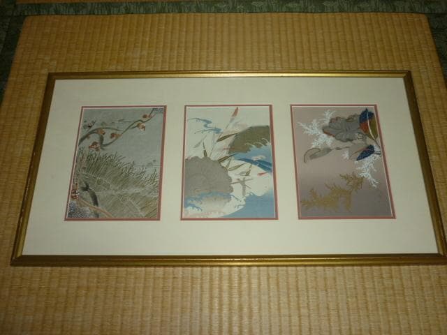 昭和初期◆人間国宝 上野為二 手描き友禅職人 上野研究会 京都芸艸堂 木版画3枚