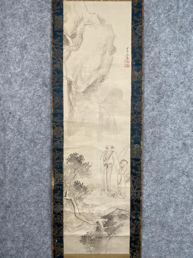 高芙蓉 李白観瀑之図 天外鑑箱 江戸中期篆刻家 儒学者 印聖 掛軸ZK09