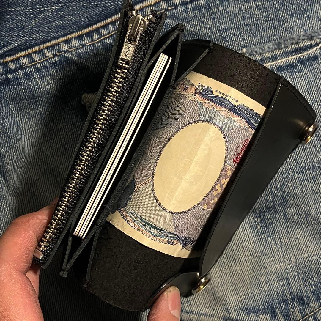 お札が折れない！ミドルトラッカーウォレット 3層 シルバー925 アポロコンチョ