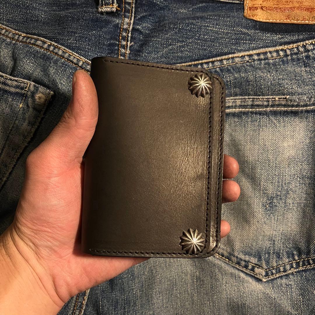 お札が折れない！ミドルトラッカーウォレット 3層 シルバー925 アポロコンチョ