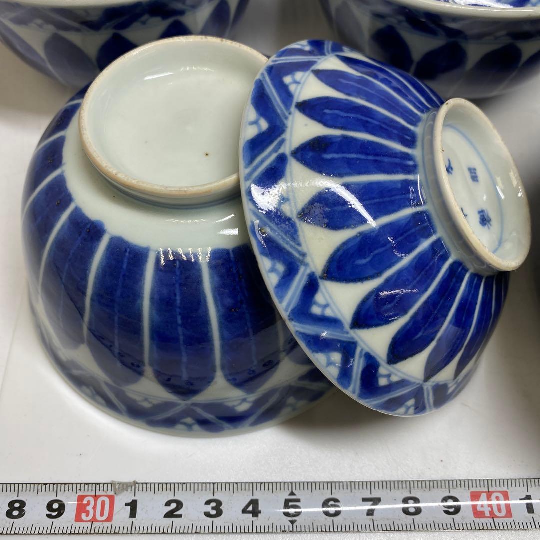 古伊万里　染付蓋茶碗　トヒチル　W11.5cm/10cm 東N7-1026☆2F