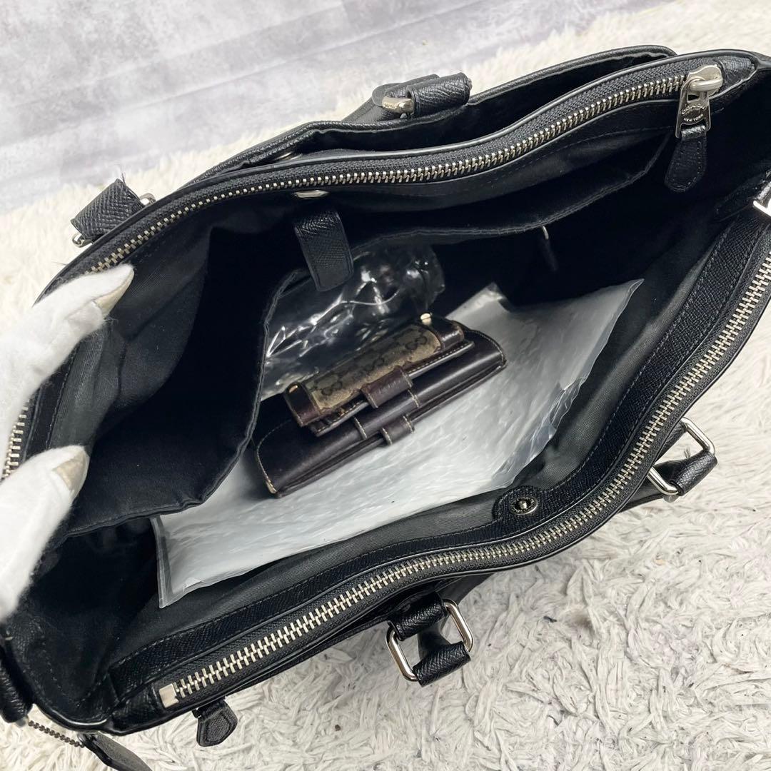 A4可 美品 コーチ レザー 2way ビジネスバッグ メトロポリタン ブラック