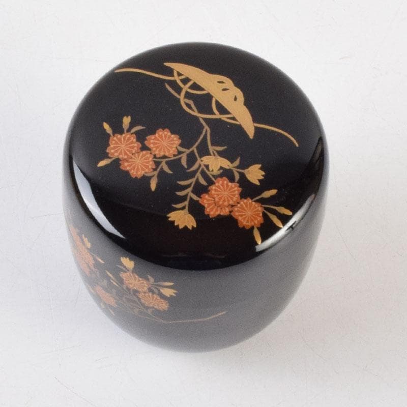 茶道具　加賀蒔絵師　中村孝也作　桜蒔絵　中棗　共箱　V　9196