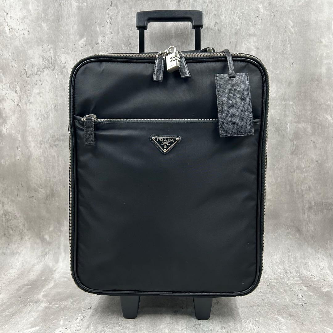 【保存袋・南京錠付】 プラダ キャリーケース 2室 スーツケース 三角ロゴ