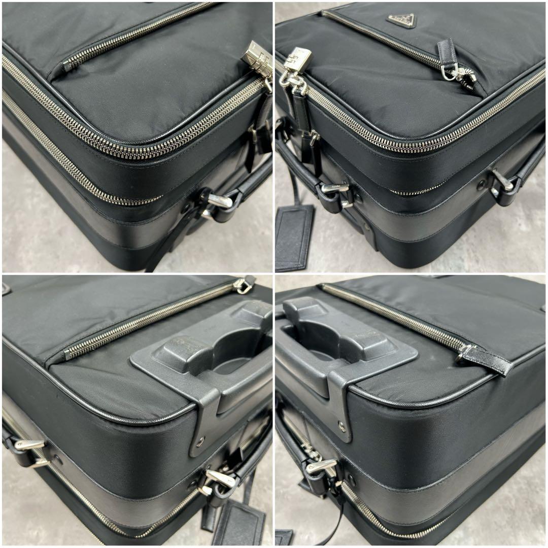 【保存袋・南京錠付】 プラダ キャリーケース 2室 スーツケース 三角ロゴ