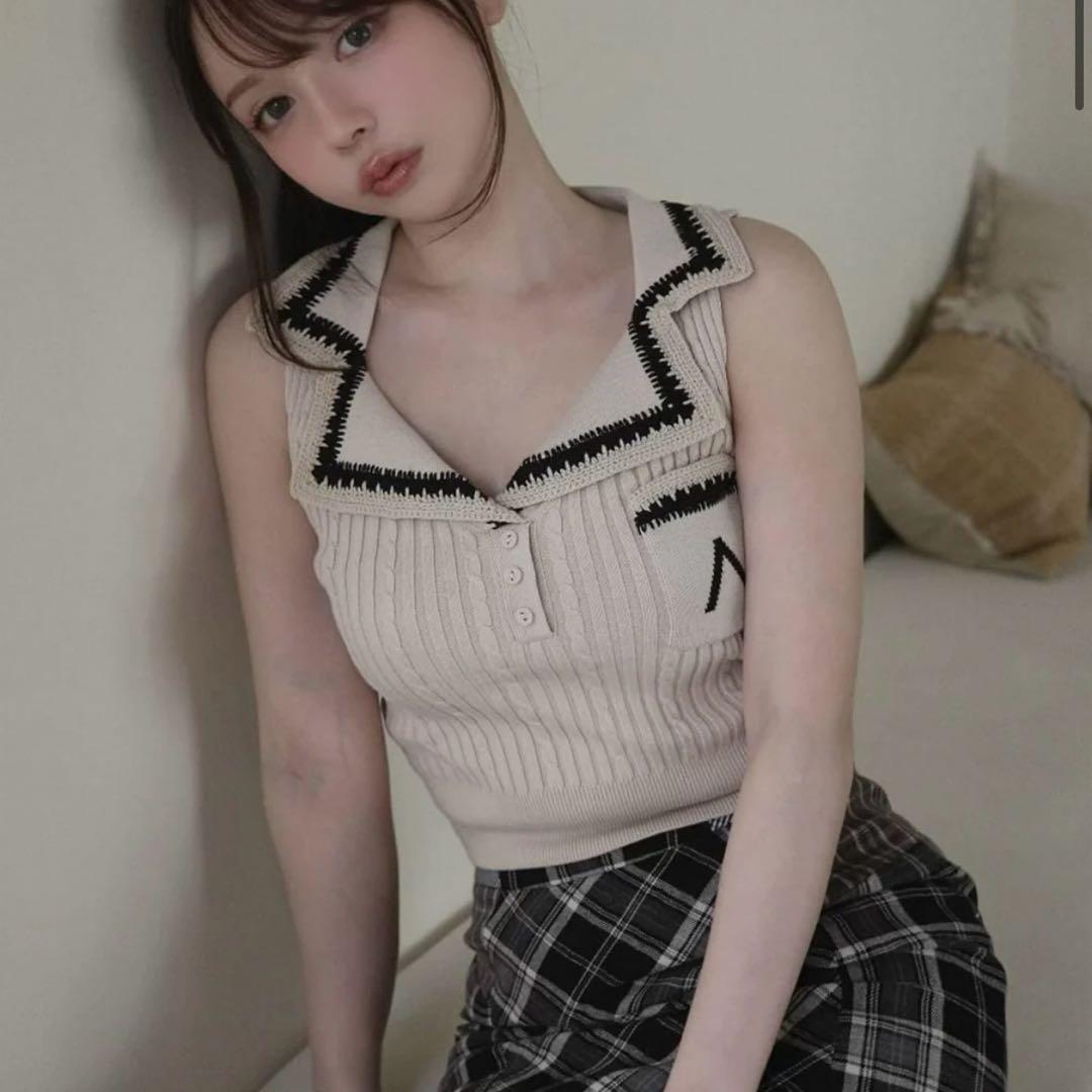 and mary アンドマリー　Mila ribbon knit tops