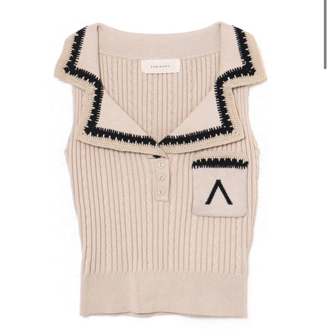and mary アンドマリー　Mila ribbon knit tops
