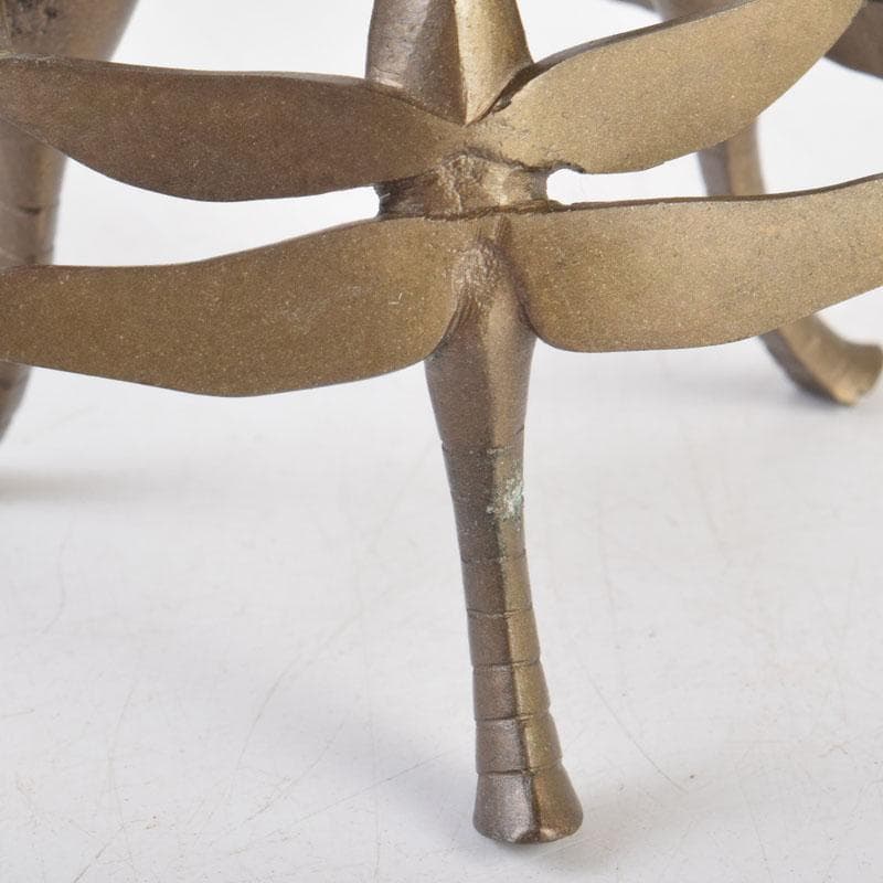 茶道具　加賀象嵌匠　本江敏彦作　唐銅　蜻蛉蓋置　共箱　V　9224