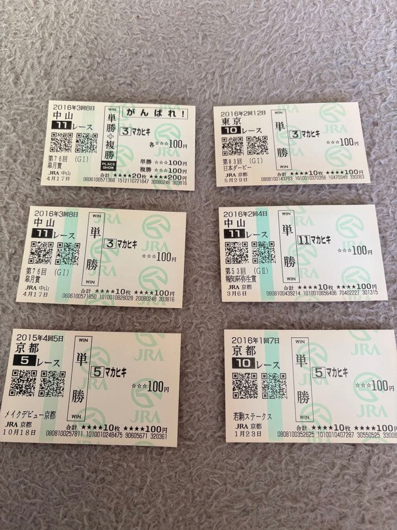 マカヒキ　激レア現地馬券　デビューから日本優駿6枚セット JRA 2019年