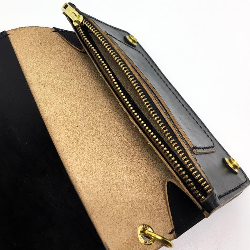 【本革】ミドルトラッカーウォレット 真鍮 ★シュガースカル&フラワー★ レザー